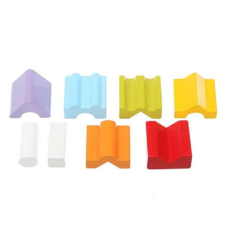 Jucarie din lemn set Constructii Turn, +18 luni, 8 piese, Cubika 431267